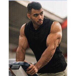 Coofandy Men’s Sleeveless Hoodie Tank Top Small Black Workout Gym Muscle Shirt